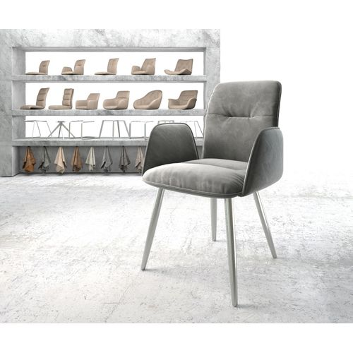 Fauteuil Vinja-Flex 4-Pieds Conique Acier Inoxydable Velours Gris