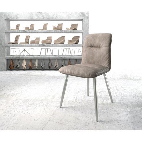 Chaise Vinjo-Flex 4-Pieds Conique Acier Inoxydable Vintage Taupe