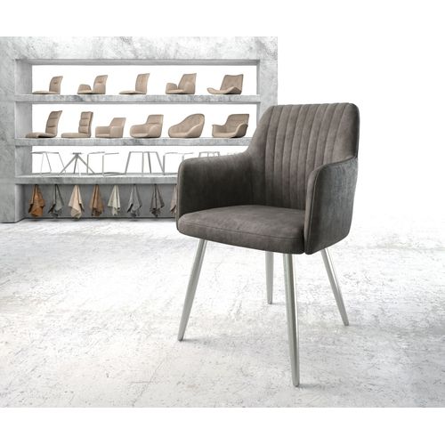 Fauteuil Greg-Flex 4-Pieds Conique Acier Inoxydable Vintage Anthracite