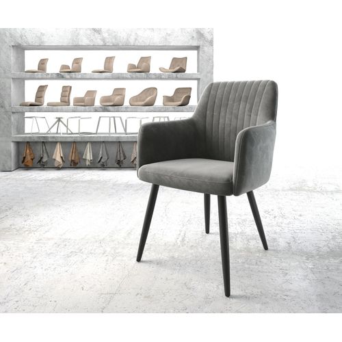 Fauteuil Greg-Flex 4-Pieds Conique Noir Velours Gris