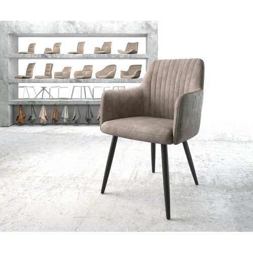 Fauteuil Greg-Flex 4-Pieds Conique Noir Vintage Taupe