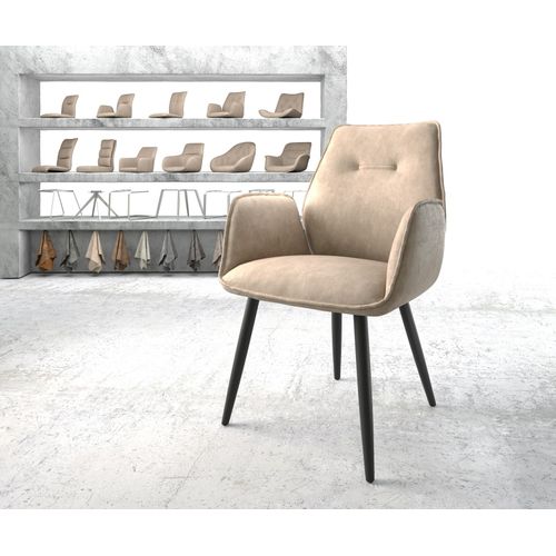 Fauteuil Zoa-Flex 4-Pieds Conique Noir Vintage Beige