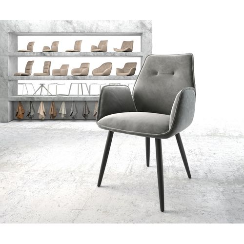 Fauteuil Zoa-Flex 4-Pieds Conique Noir Velours Gris