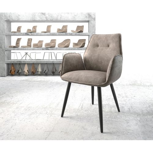Fauteuil Zoa-Flex 4-Pieds Conique Noir Vintage Taupe