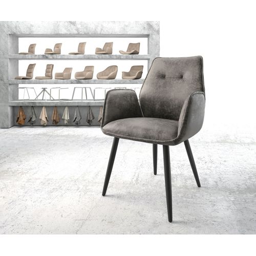 Fauteuil Zoa-Flex 4-Pieds Conique Noir Vintage Gris