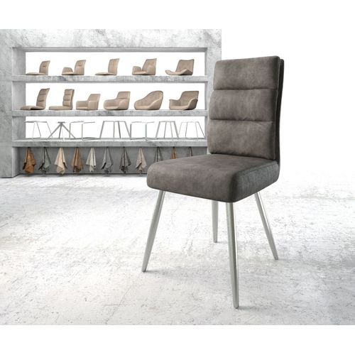 Chaise Pela-Flex 4-Pieds Conique Acier Inoxydable Vintage Anthracite