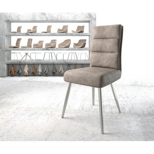 Chaise Pela-Flex 4-Pieds Conique Acier Inoxydable Vintage Taupe