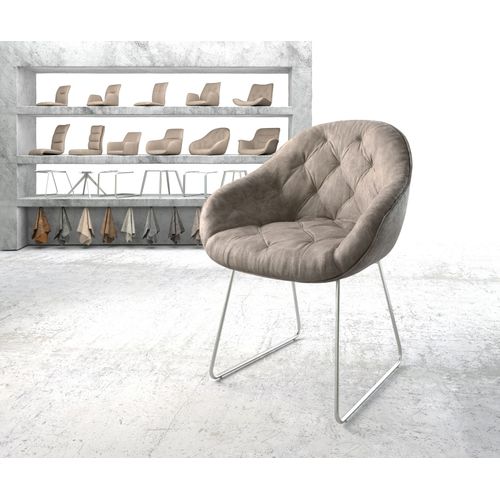Fauteuil Gaio-Flex Cadre Patin Acier Inoxydable Vintage Taupe