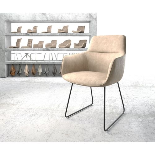 Chaise Pejo-Flex Cadre Patin Noir Vintage Beige