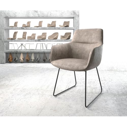 Chaise Pejo-Flex Cadre Patin Noir Vintage Taupe