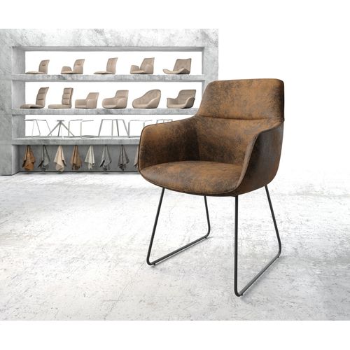 Chaise Pejo-Flex Cadre Patin Noir Vintage Marron