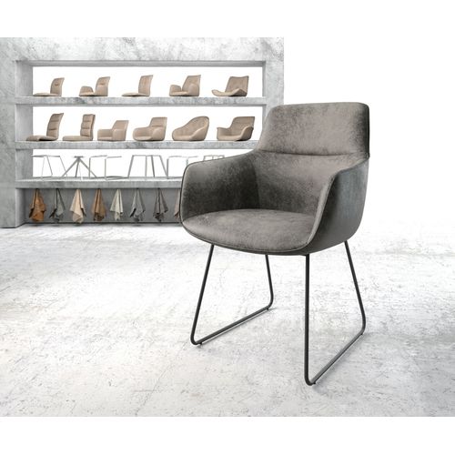 Chaise Pejo-Flex Cadre Patin Noir Vintage Gris