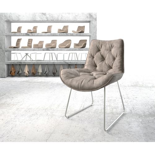 Chaise Taimi-Flex Cadre Patin Acier Inoxydable Vintage Taupe