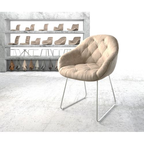 Fauteuil Gaio-Flex Cadre Patin Acier Inoxydable Vintage Beige