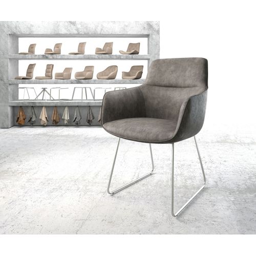 Chaise Pejo-Flex Cadre Patin Acier Inoxydable Vintage Anthracite