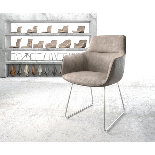 Chaise Pejo-Flex Cadre Patin Acier Inoxydable Vintage Taupe