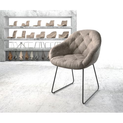 Fauteuil Gaio-Flex Cadre Patin Noir Vintage Taupe