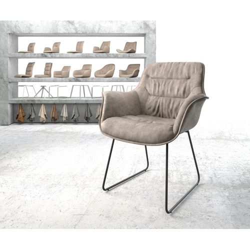 Fauteuil Kaira-Flex Cadre Patin Noir Vintage Taupe
