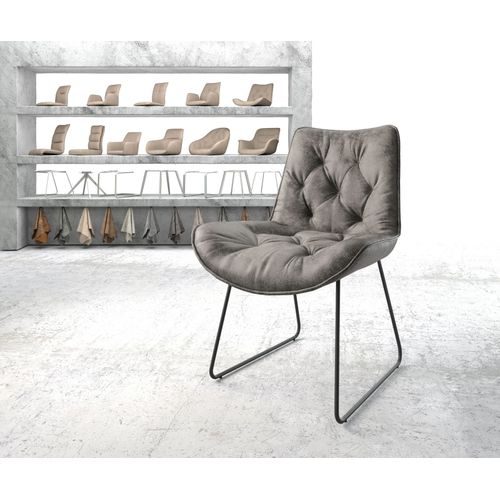 Chaise Taimi-Flex Cadre Patin Noir Vintage Gris