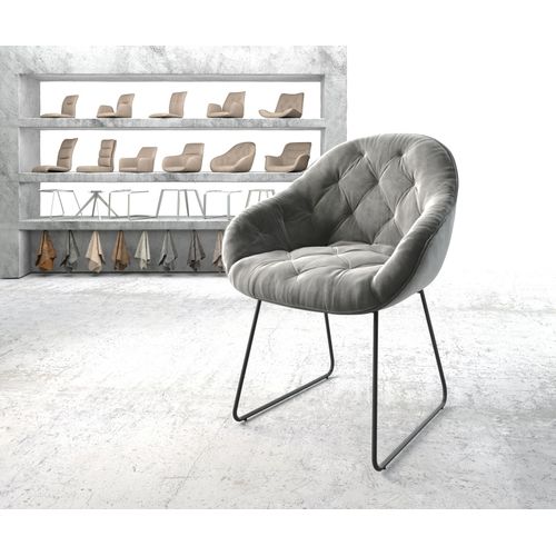 Fauteuil Gaio-Flex Cadre Patin Noir Velours Gris