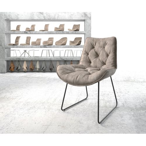 Chaise Taimi-Flex Cadre Patin Noir Vintage Taupe