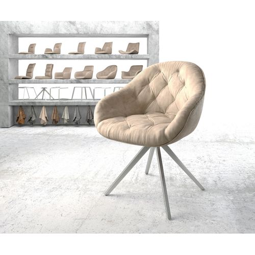 Chaise-Pivotante Gaio-Flex Cadre Croisé Carré Acier Inoxydable Vintage Beige