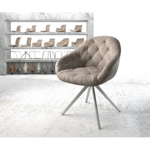 Chaise-Pivotante Gaio-Flex Cadre Croisé Carré Acier Inoxydable Vintage Taupe