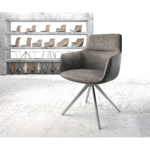 Chaise-Pivotante Pejo-Flex Cadre Croisé Carré Acier Inoxydable Vintage Anthracite