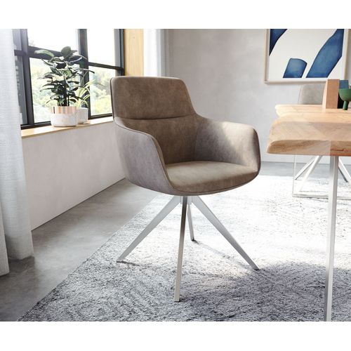 Chaise-Pivotante Pejo-Flex Cadre Croisé Carré Acier Inoxydable Vintage Taupe