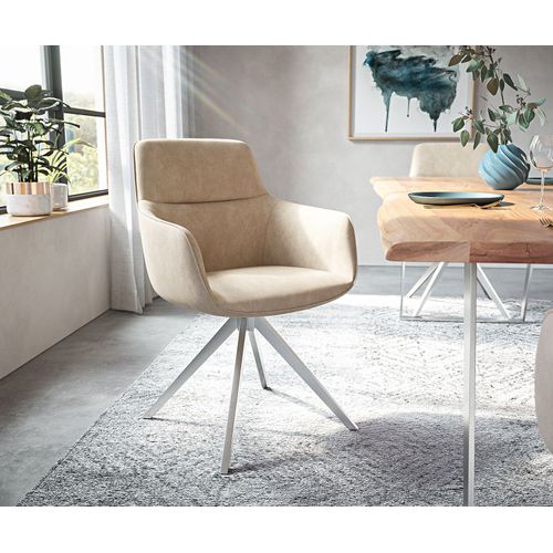 Chaise-Pivotante Pejo-Flex Cadre Croisé Carré Acier Inoxydable Vintage Beige