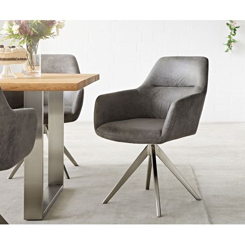 Chaise-Pivotante Pejo-Flex Cadre Croisé Carré Acier Inoxydable Vintage Gris