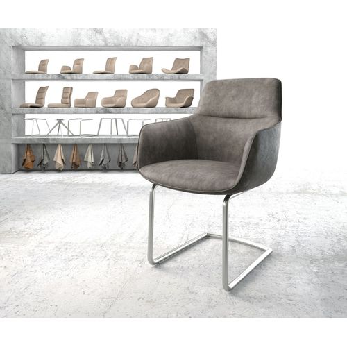 Chaise Pejo-Flex Cantilever Rond Acier Inoxydable Vintage Anthracite