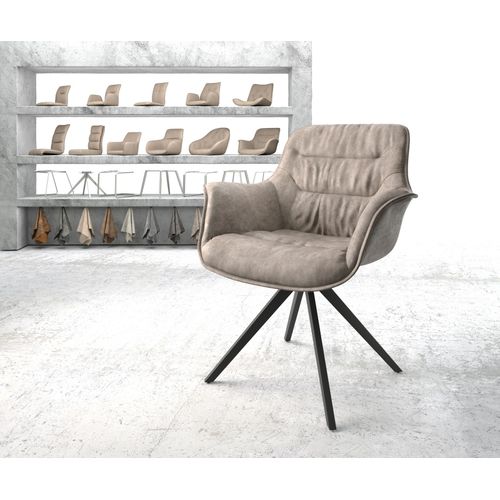 Chaise-Pivotante Kaira-Flex Cadre Crois? Carr? Noir Vintage Taupe