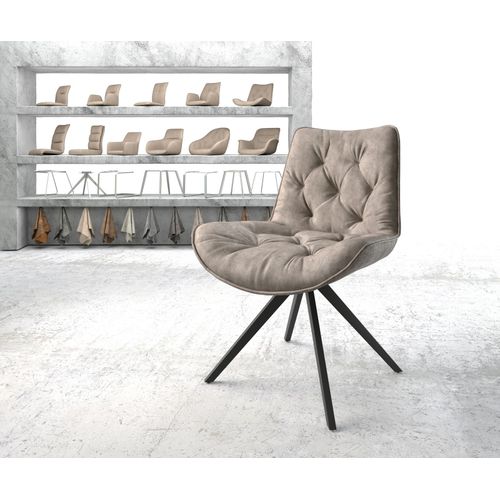 Chaise-Pivotante Taimi-Flex Cadre Crois? Carr? Noir Vintage Taupe
