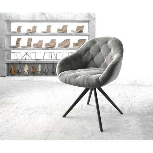 Chaise-Pivotante Gaio-Flex Cadre Croisé Carré Noir Velours Gris