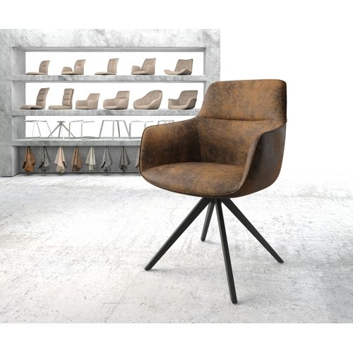 Chaise-Pivotante Pejo-Flex Cadre Crois? Carr? Noir Vintage Marron