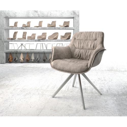 Chaise-Pivotante Kaira-Flex Cadre Croisé Carré Acier Inoxydable Vintage Taupe