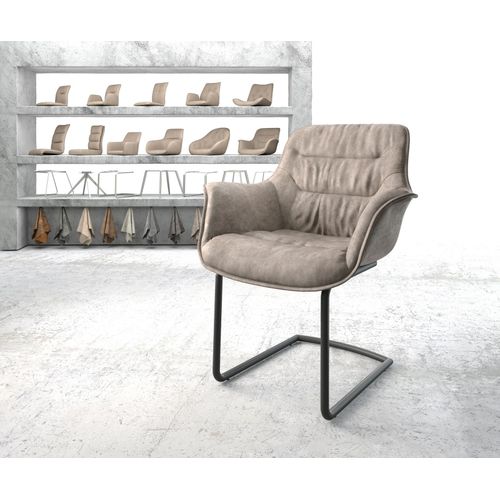 Fauteuil Kaira-Flex Cantilever Rond Noir Vintage Taupe
