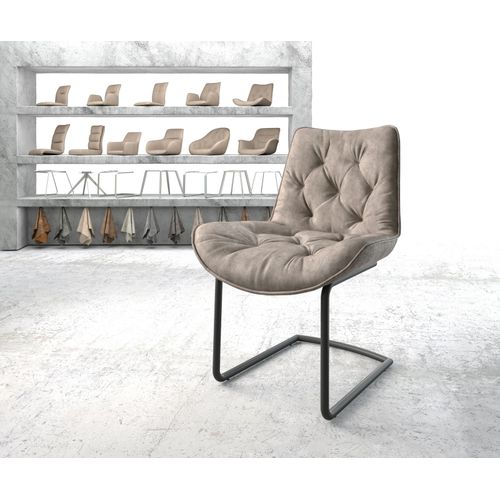 Chaise Taimi-Flex Cantilever Rond Noir Vintage Taupe