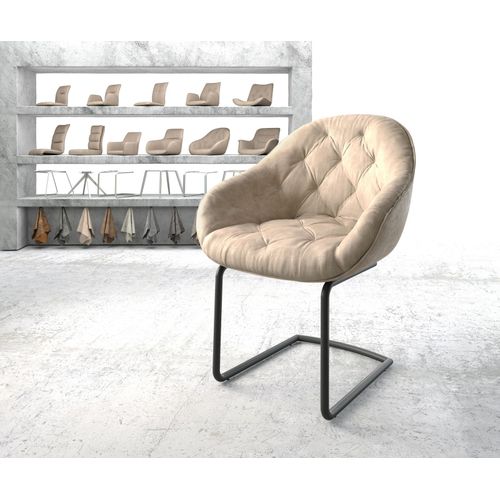 Fauteuil Gaio-Flex Cantilever Rond Noir Vintage Beige