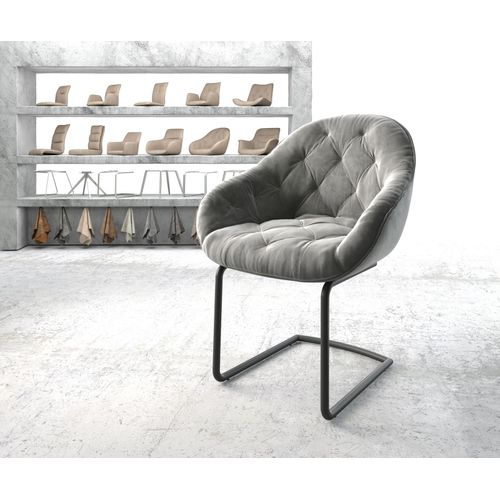 Fauteuil Gaio-Flex Cantilever Rond Noir Velours Gris