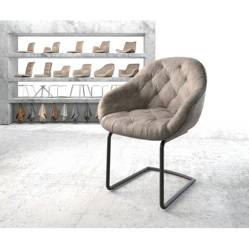 Fauteuil Gaio-Flex Cantilever Rond Noir Vintage Taupe