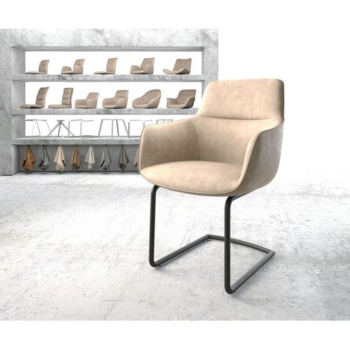 Chaise Pejo-Flex Cantilever Rond Noir Vintage Beige