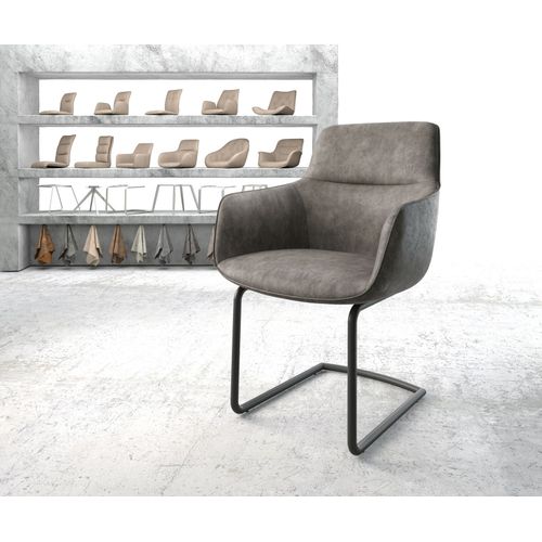 Chaise Pejo-Flex Cantilever Rond Noir Vintage Anthracite