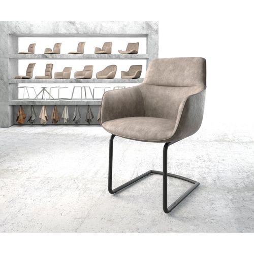 Chaise Pejo-Flex Cantilever Rond Noir Vintage Taupe