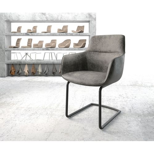 Chaise Pejo-Flex Cantilever Rond Noir Vintage Gris