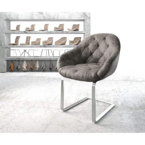 Fauteuil Gaio-Flex Cantilever Plat Acier Inoxydable Vintage Gris