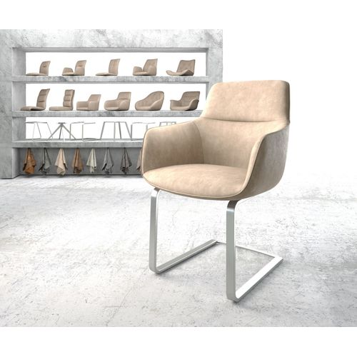 Chaise Pejo-Flex Cantilever Plat Acier Inoxydable Vintage Beige
