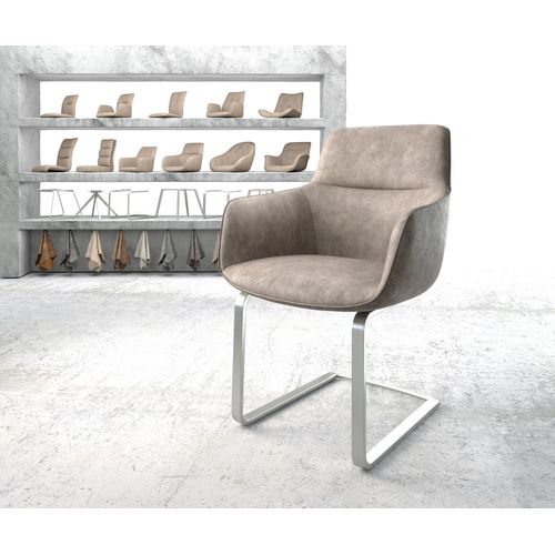 Chaise Pejo-Flex Cantilever Plat Acier Inoxydable Vintage Taupe