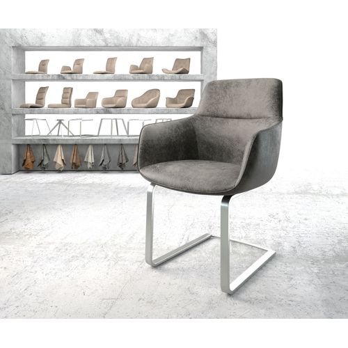 Chaise Pejo-Flex Cantilever Plat Acier Inoxydable Vintage Gris